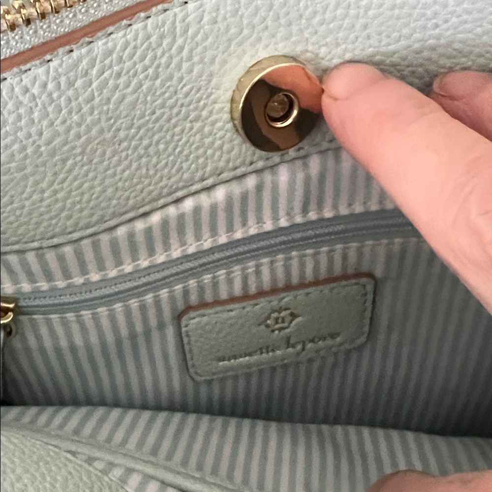 Nanette Lepore Teal and Beige Leather Handbag cross body NWOT - Picture 4 of 10